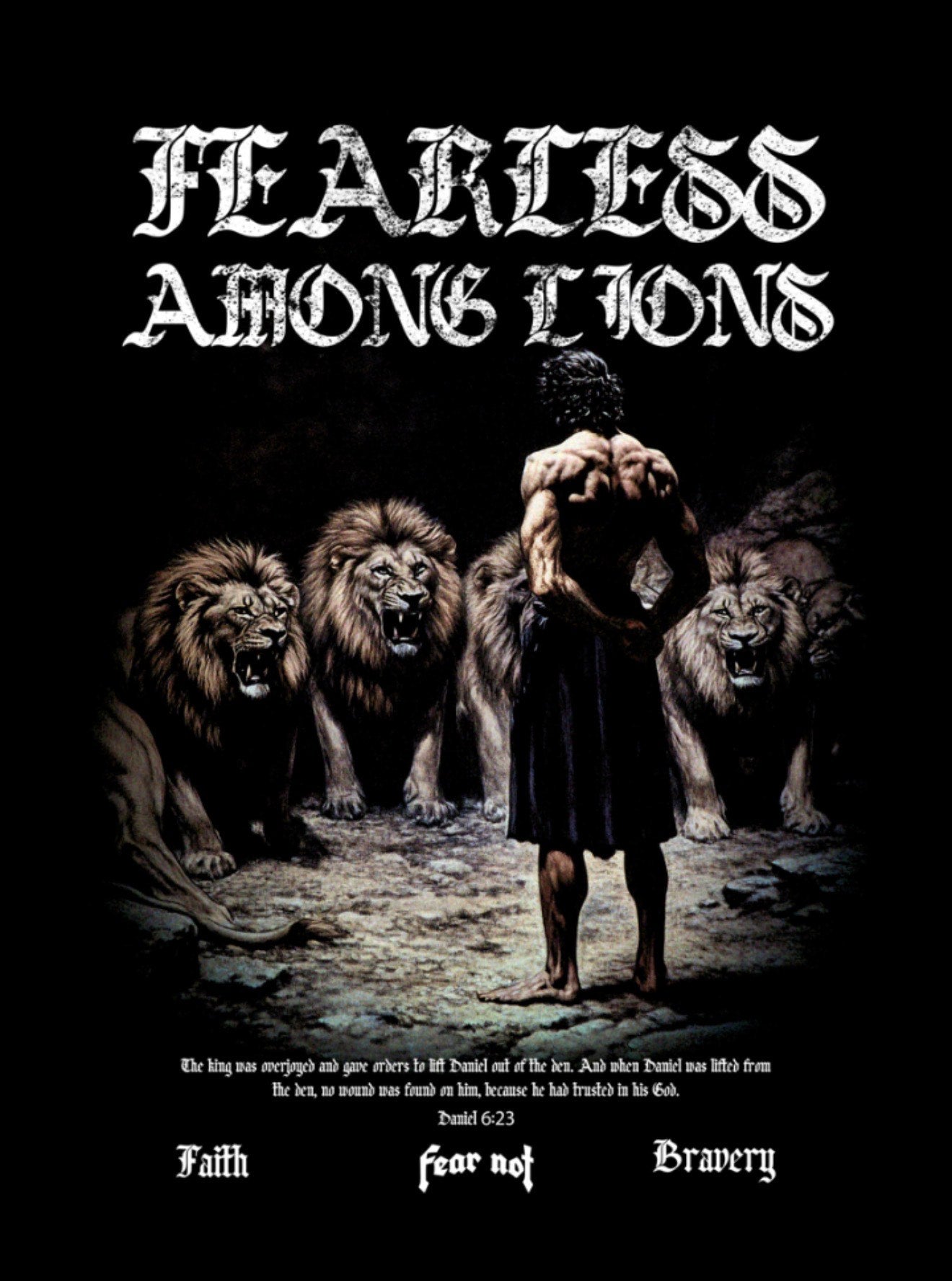 Fearless Amongst Lions Tee - Washed Black