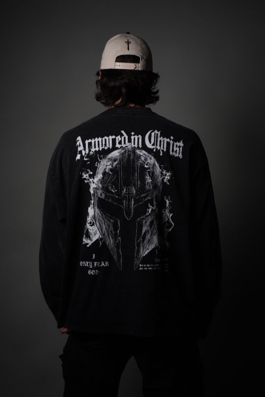 Armored in Christ Long Sleeve - Washed Black