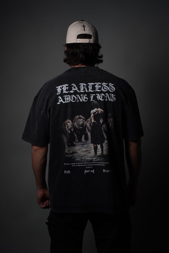 Fearless Amongst Lions Tee - Washed Black