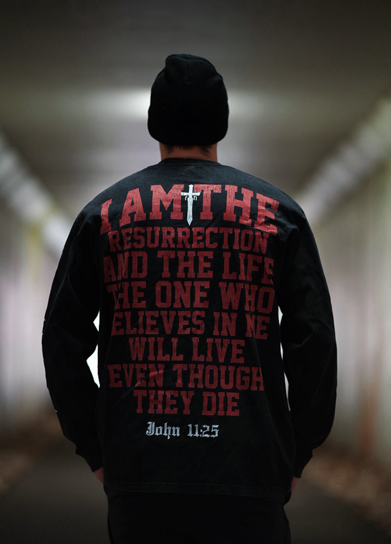 JOHN 11:25 "PREMIUM" LONG SLEEVE - WASHED BLACK