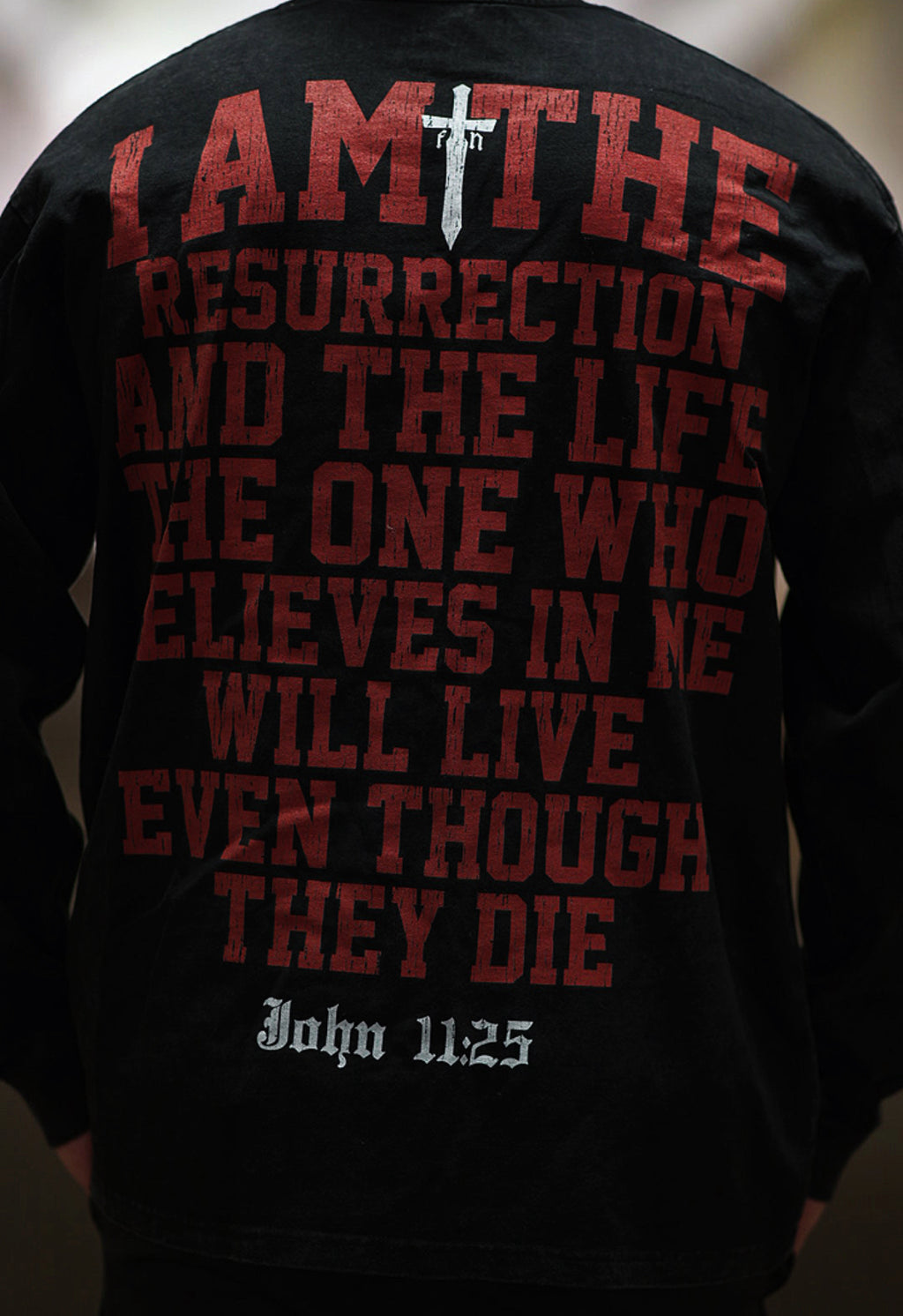 JOHN 11:25 "PREMIUM" LONG SLEEVE - WASHED BLACK
