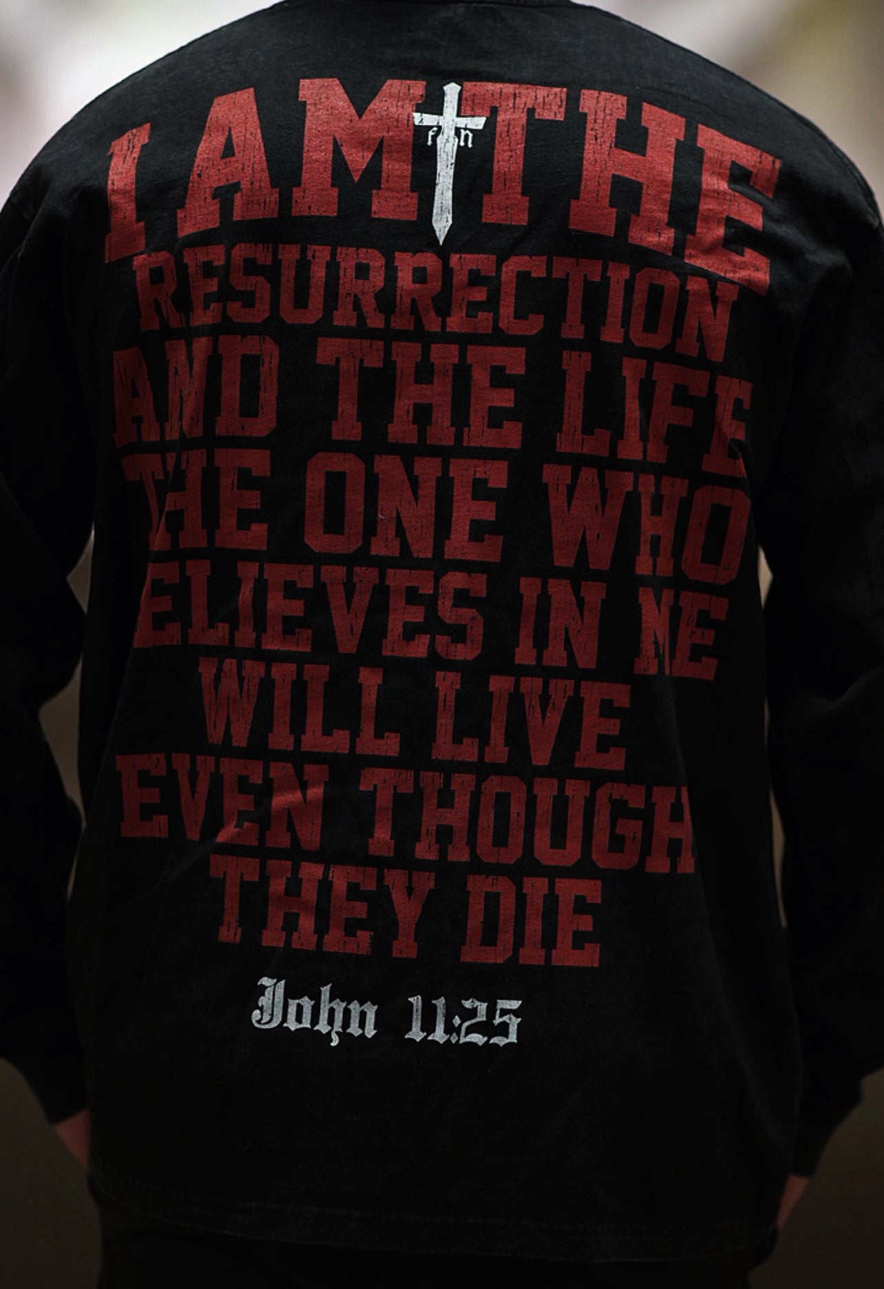 JOHN 11:25 "PREMIUM" LONG SLEEVE - WASHED BLACK