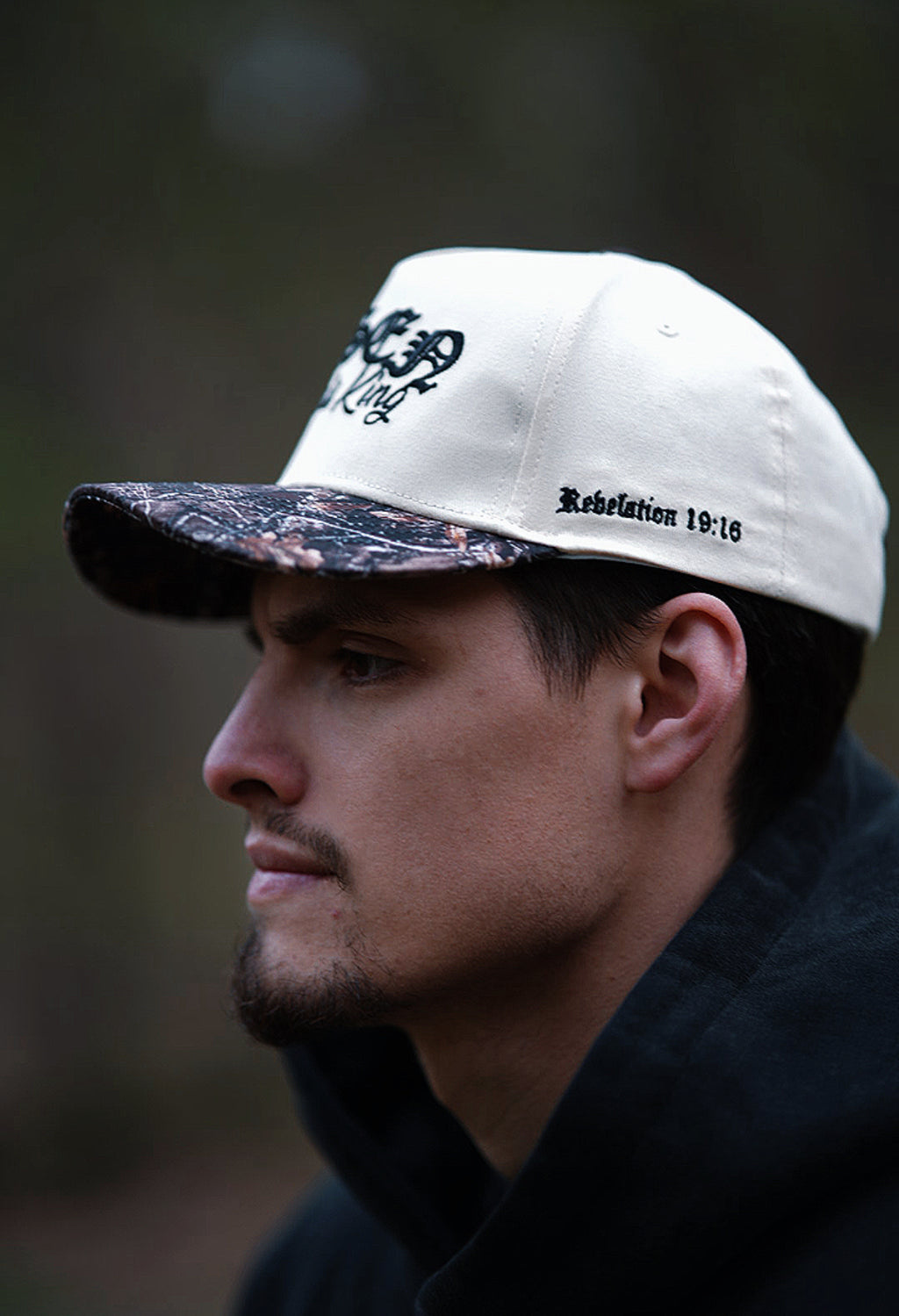 RISEN - “PREMIUM” SnapBack - Cream/ Woodland Camo