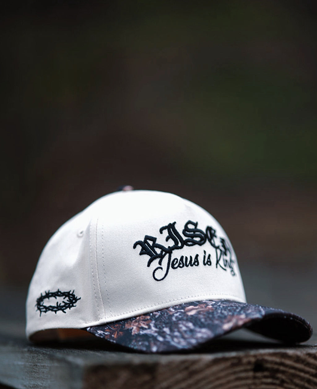RISEN - “PREMIUM” SnapBack - Cream/ Woodland Camo